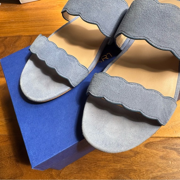 NWT Stuart Weitzman Blue Santorini Scallop Slide Sandal Sz 6,5 - Picture 10 of 12